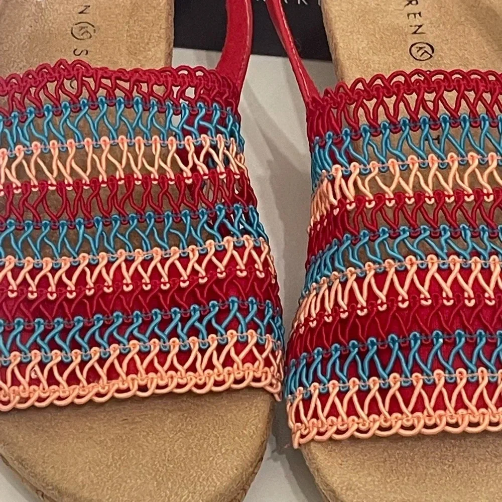 KAREN SCOTT Womens Cushioned Wedge Slip On Slingback sandals sz 9 red blue pink - Picture 5 of 14